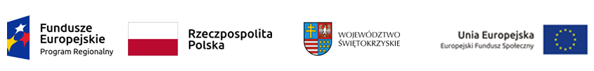 baner projektu na którym znajdują się flagi Unii Europejskiej, Polski, godło Województwa Świętokrzyskiego