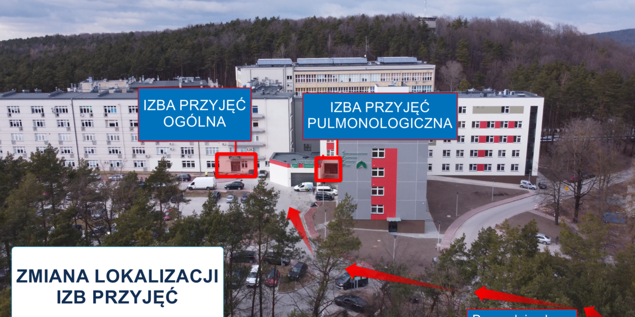 nowy budynek szpitala z opisem lokalizacji nowej izby przyjęć szpitala